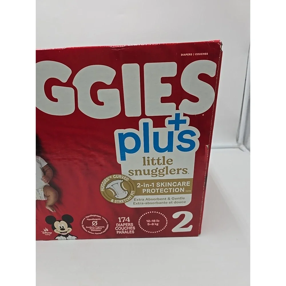 Huggies Little Snugglers Plus Diapers - White, 174 Count, Size 2